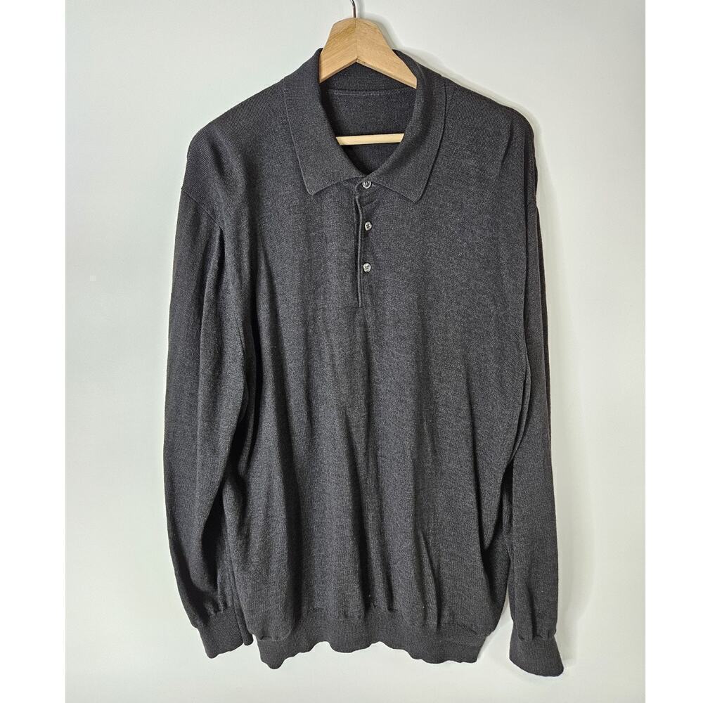 Murano by Raffi Knit Gray Silk Wool Men Preppy Career Sweater Size XL